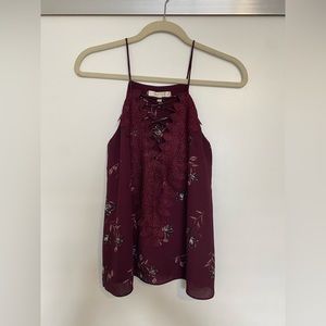 Burgundy lace up top